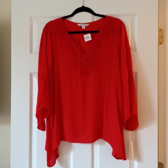 NEW Counterparts Red Boho Blouse Tops - 3/$12 SALE NEW Counterparts Red Boho 3/4 Length Sleeves Blouse Size XL